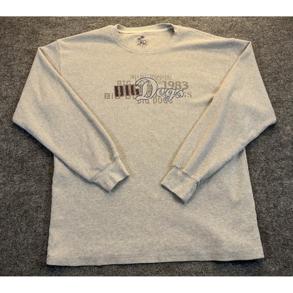 Big Dogs Bulldogs 1983 Thermal Shirt Men's Size XL Gray Waffle Knit Long Sleeve